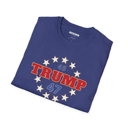 "Trump 45-47 Circle of Stars", Unisex Softstyle T-Shirt