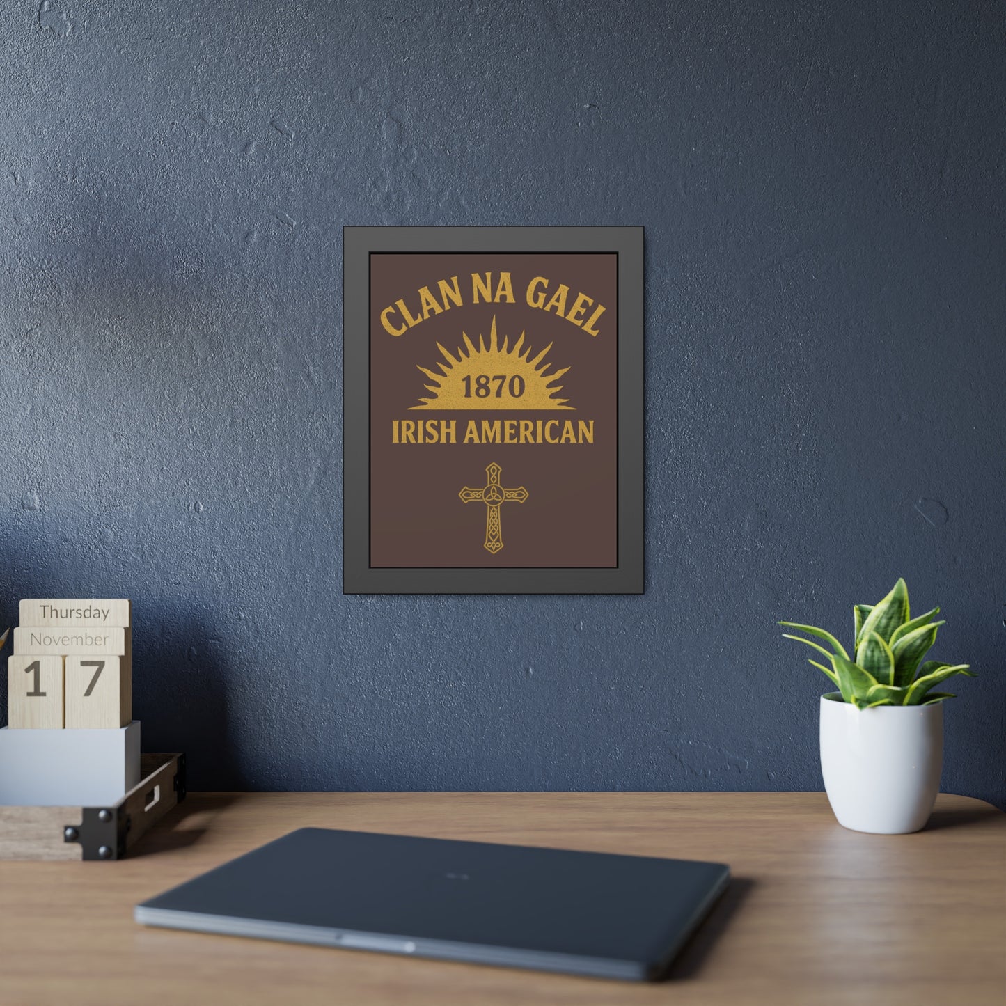 "Clan na Gael - Irish American", Framed Paper Poster (Wild Boar Brown)