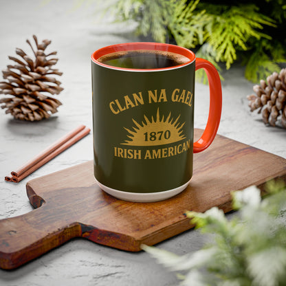 "Clan na Gael - Irish American", Colorful Mugs (11oz, 15oz) (Fianna Green)