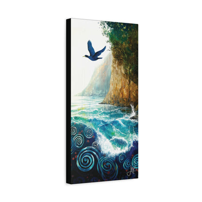 "Sky Kin VI – Gannet Over the Spiral Sea", Fine Art Matte Canvas, Stretched, 1.25"
