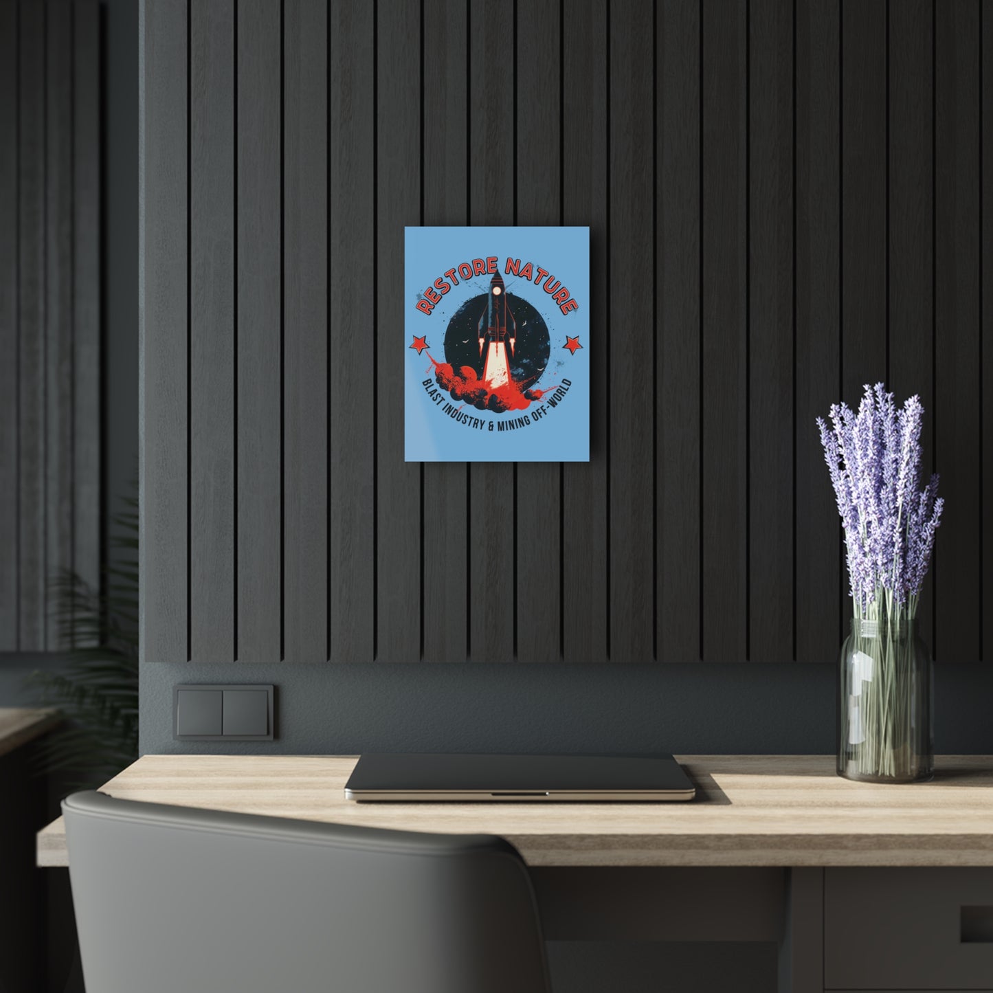 "Restore Nature", Acrylic Wall Prints (French Cleat Hanging) (Sky Blue)