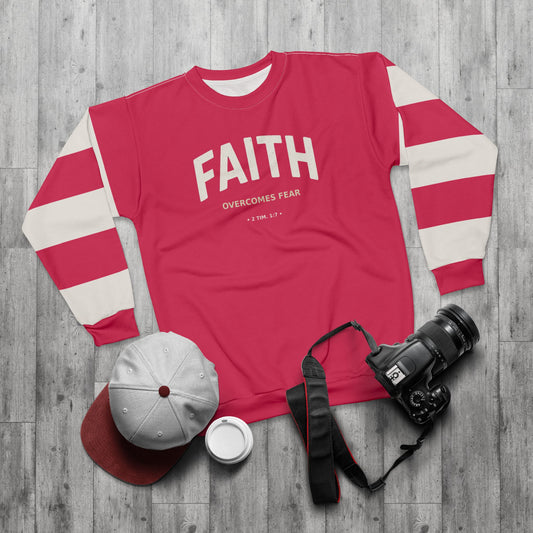 "Faith Overcomes Fear", Unisex Sweatshirt (Raspberry Red)