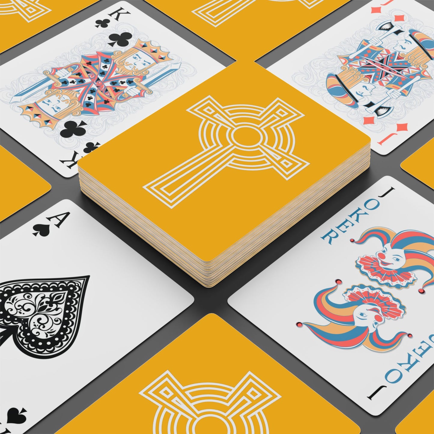 "A Simple High Cross", Christian Playing Cards (Honey Yellow)
