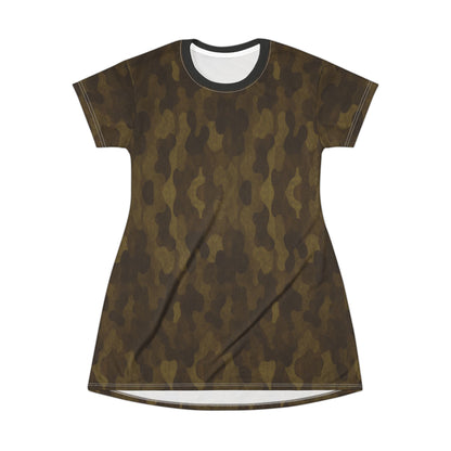"Swamp Recon Camouflage", T-Shirt Dress (Alligator Black Collar)