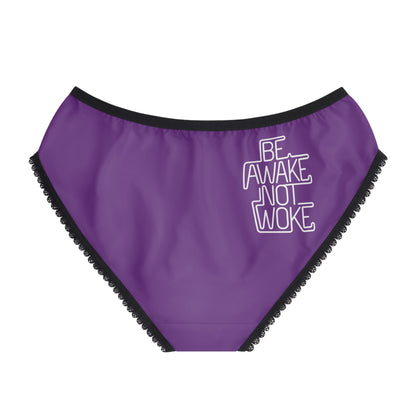 "Be Awake Not Woke" #1, Women's Briefs (Vesper Violet)