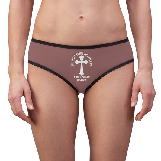 "USA - A Christian Nation" #04, Women's Briefs (Copper Rose)