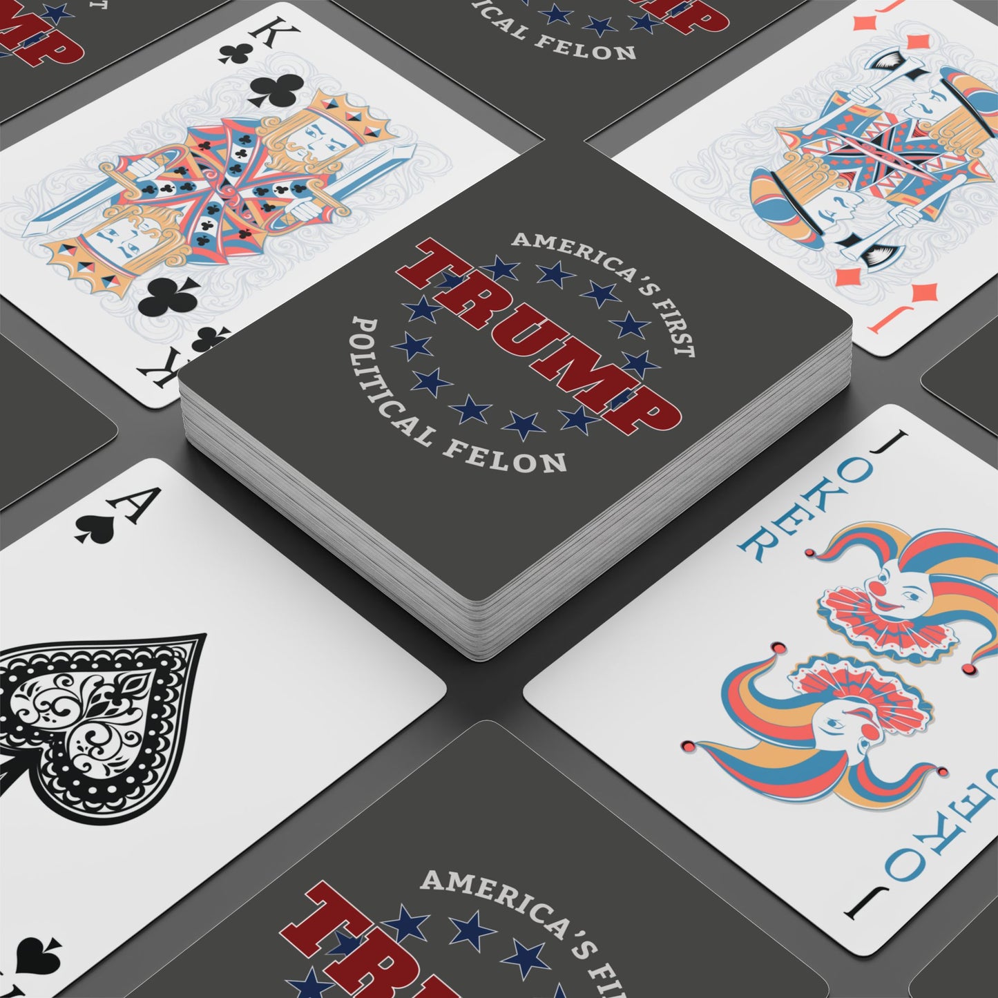 "Trump - Political Felon", Political Playing Cards (Panzer Grey)