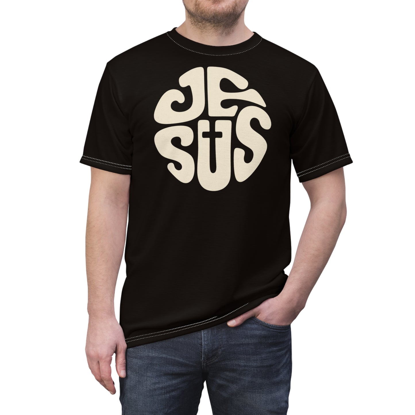 "Retro Jesus", Unisex T-shirt (Black Sepia)