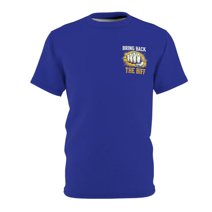 "Bring Back The Biff", Unisex T-shirt (Cobalt Ore Blue)
