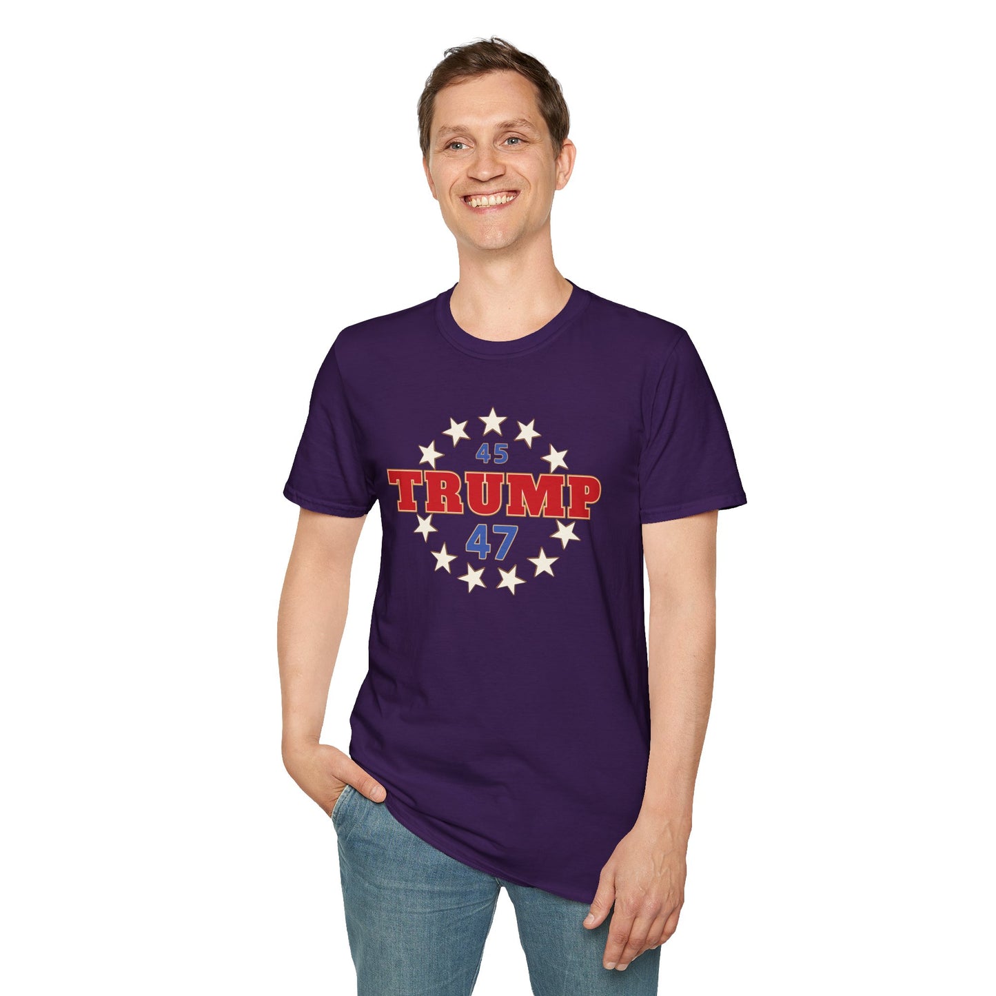 "Trump 45-47 Circle of Stars", Unisex Softstyle T-Shirt