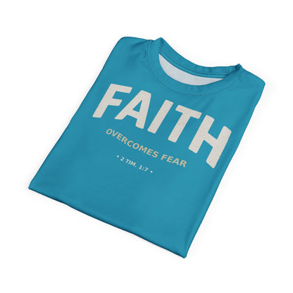 "Faith Overcomes Fear", Unisex Tee (Minoan Blue)