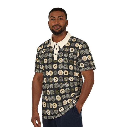 "Punk Polka", Unisex Polo Shirt (Iced Almond Collar)