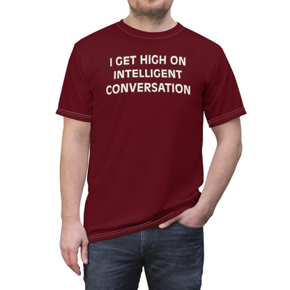 "Intelligent Conversation", Unisex T-shirt (Summer Cherry Red)