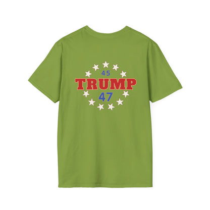 "Trump 45-47 Circle of Stars", Unisex Softstyle T-Shirt