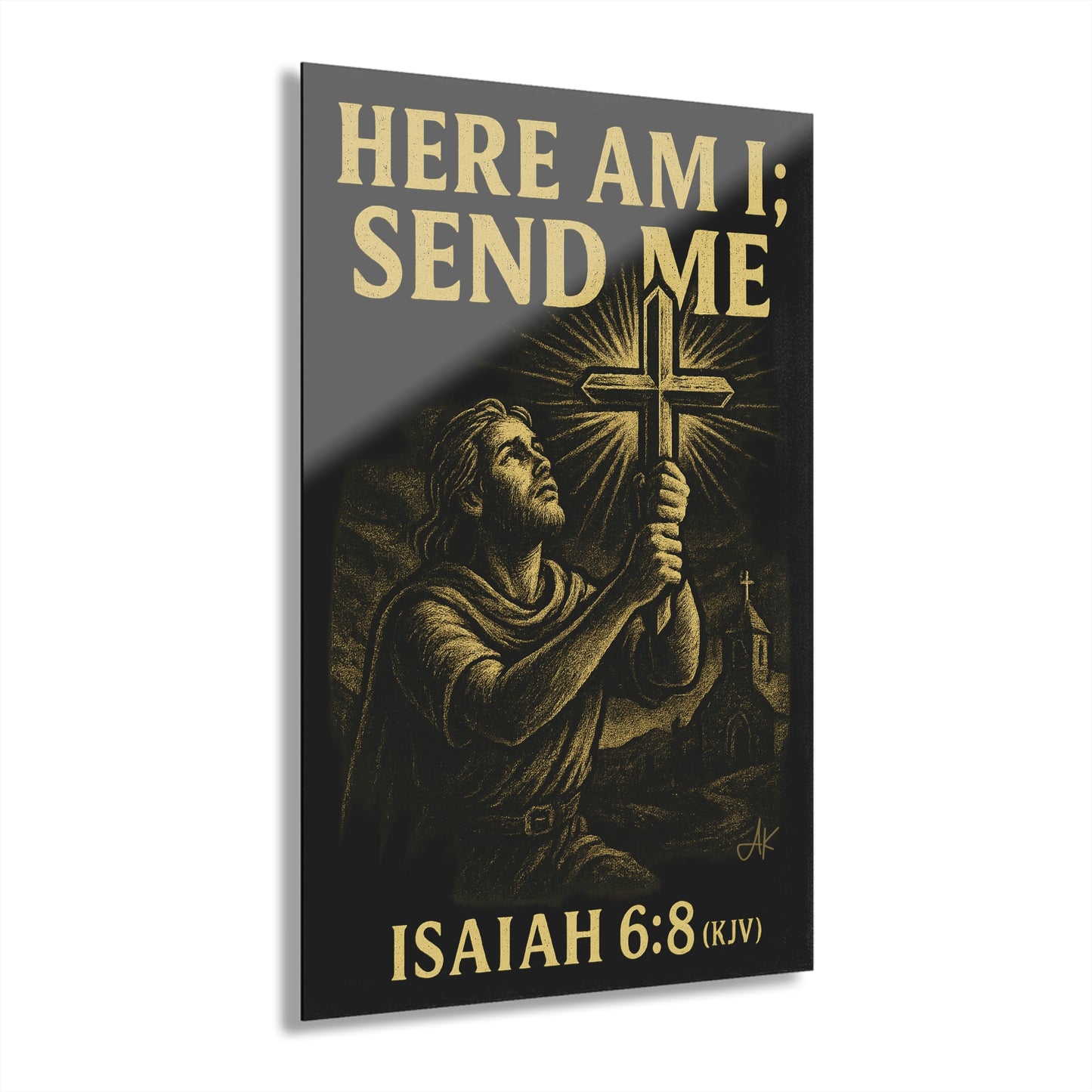 "Isaiah 6:8 (KJV)", Acrylic Wall Prints (French Cleat Hanging) (Shadow Black)