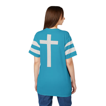 "Faith Overcomes Fear", Unisex Tee (Minoan Blue)