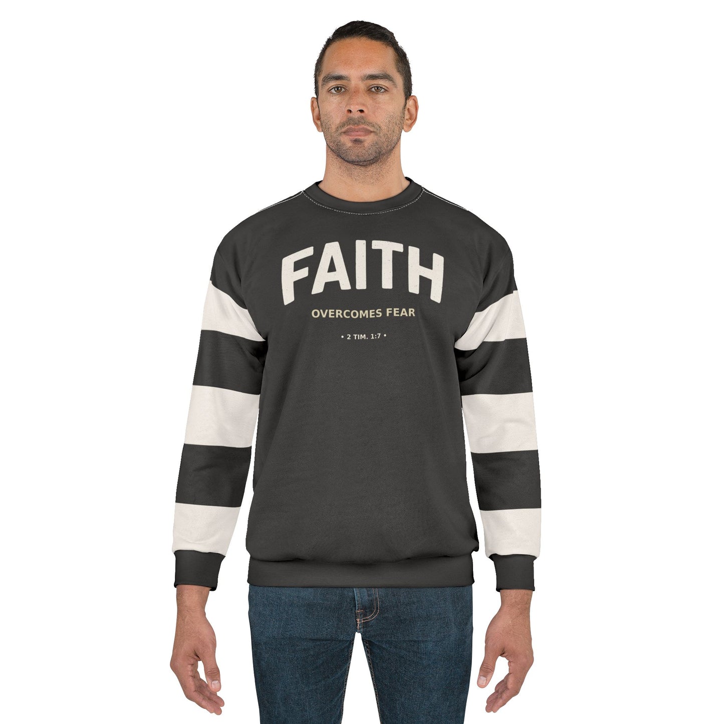"Faith Overcomes Fear", Unisex Sweatshirt (Moonless Black)