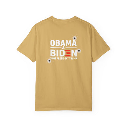 "Obama & Biden Shot President Trump", Unisex Black T-shirt