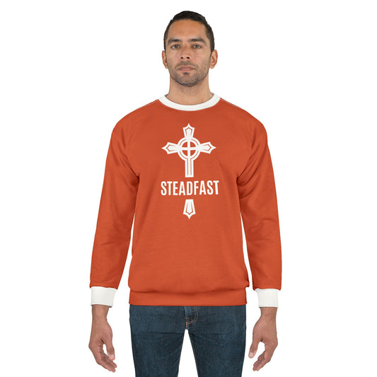 "Steadfast Cross", Unisex Sweatshirt (Persimmon Orange)