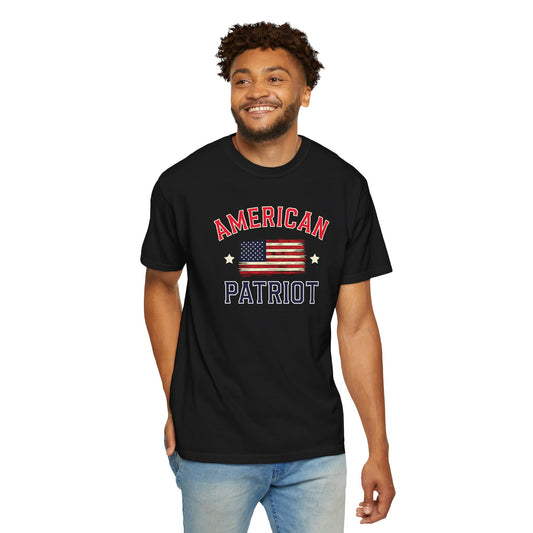 "American Patriot" with Flag, Unisex T-shirt (Black)