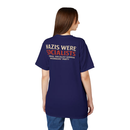 "Nazis were Socialists", Unisex T-shirt (Obsidian Blue)