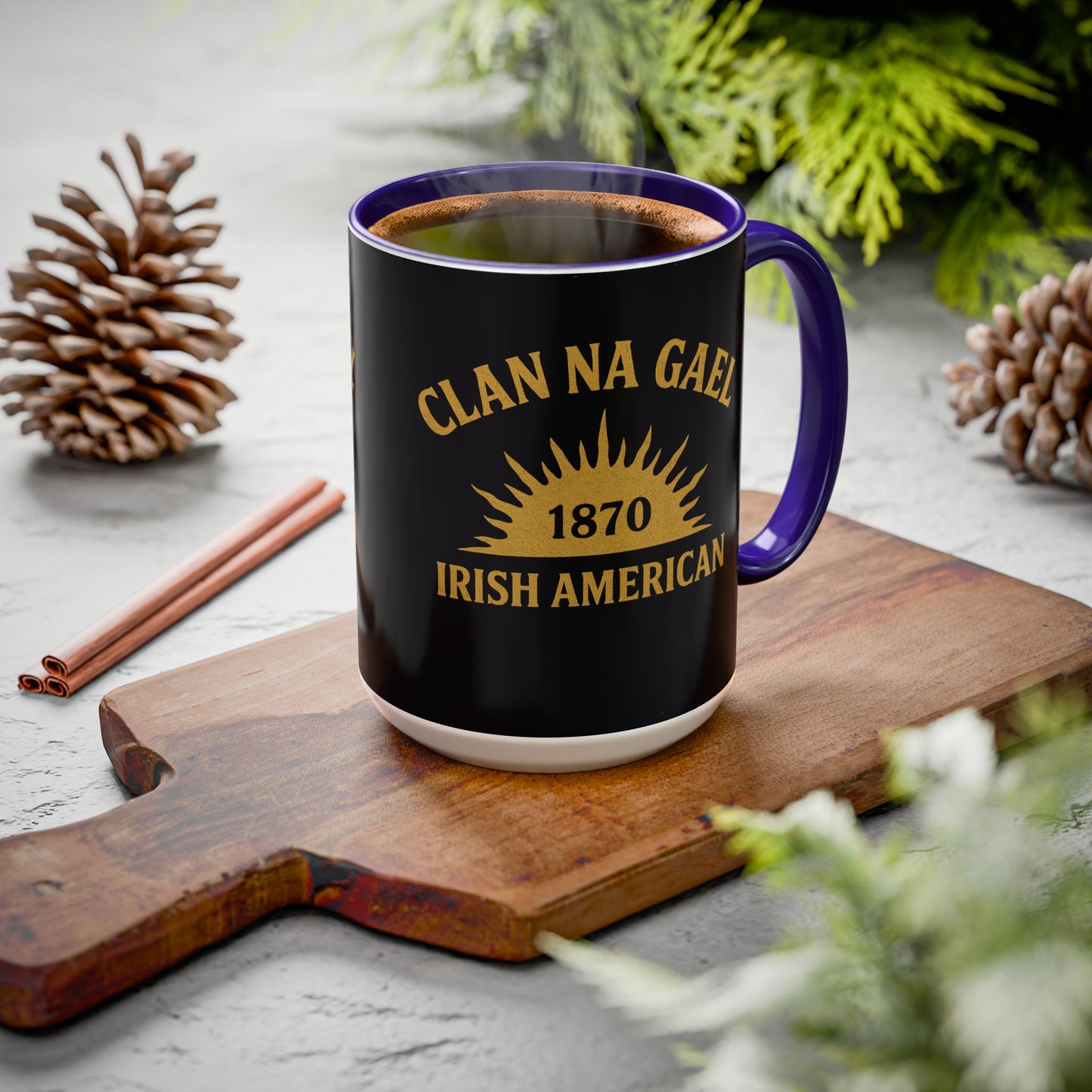 "Clan na Gael - Irish American", Colorful Mugs (11oz, 15oz) (Raven Black)