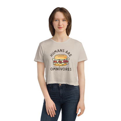 "Humans are Omnivores", Women's Flowy Cropped Tee