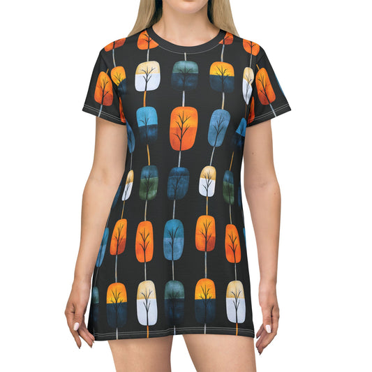"Skyroot Grove", T-Shirt Dress (Skyroot Black Collar)