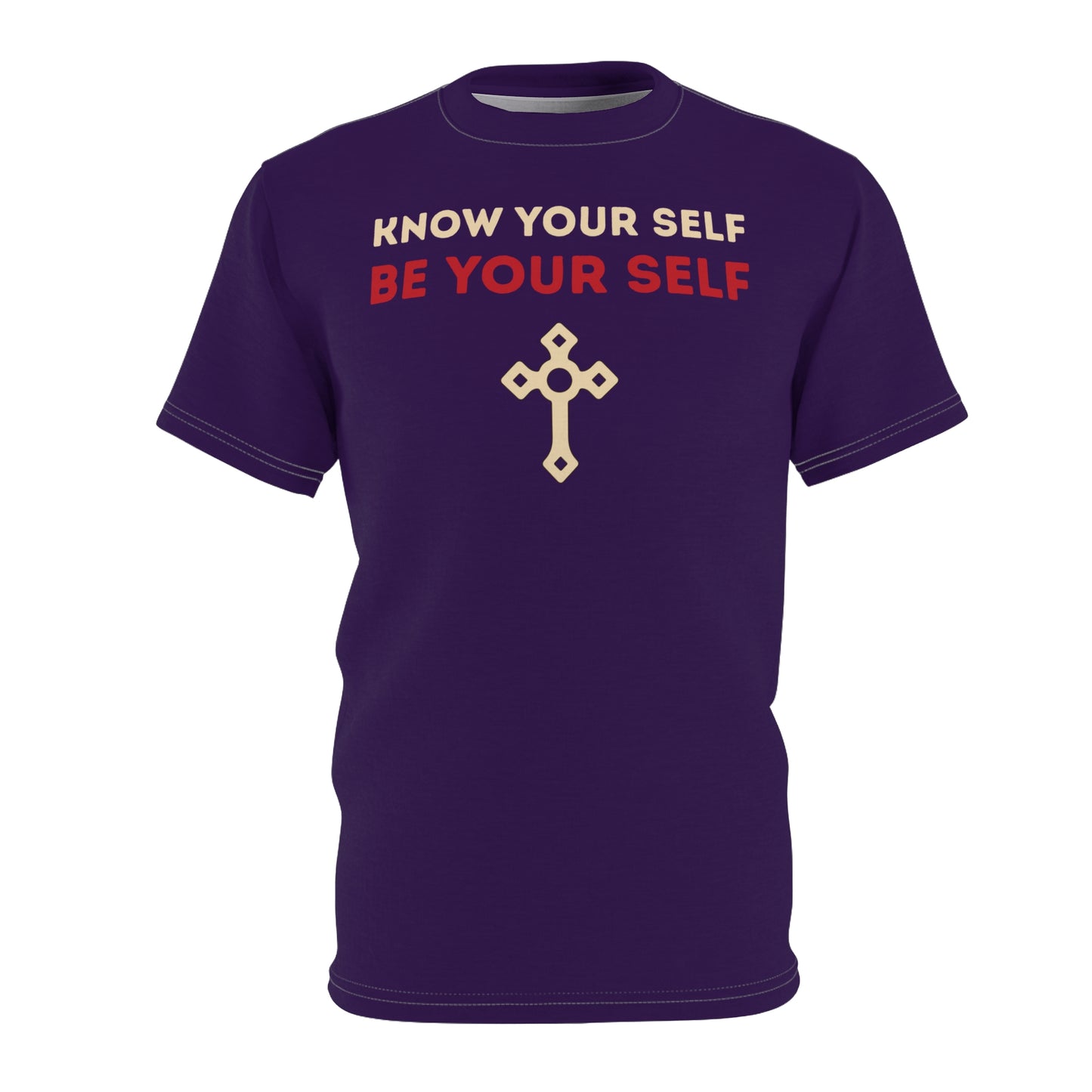"Know Your Self", Unisex T-shirt (Russian Violet)