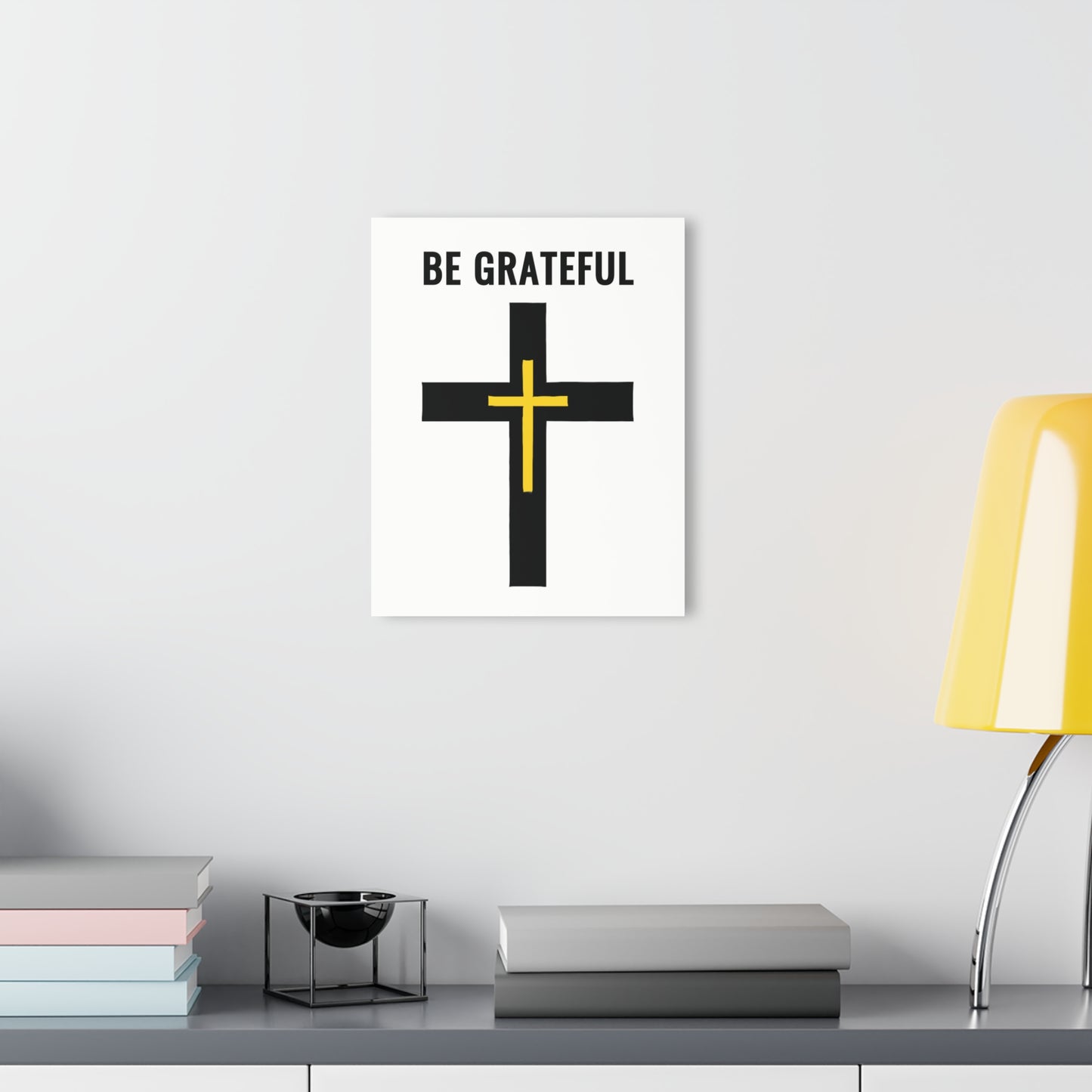 "Be Grateful", Acrylic Wall Prints (French Cleat Hanging) (Pure White)
