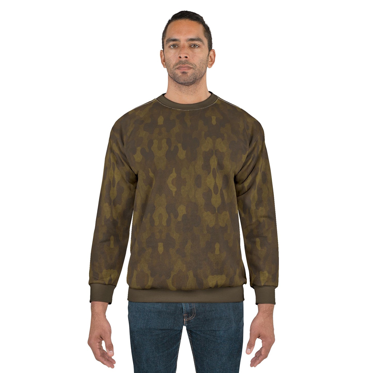 "Swamp Recon Camouflage", Unisex Sweatshirt (Bayou Bark Cuffs and Collar)