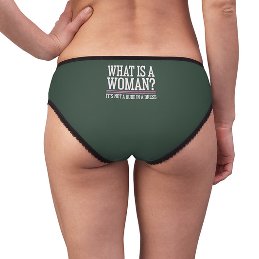 "What is a Woman" #02, Women's Briefs (Old Growth Green)