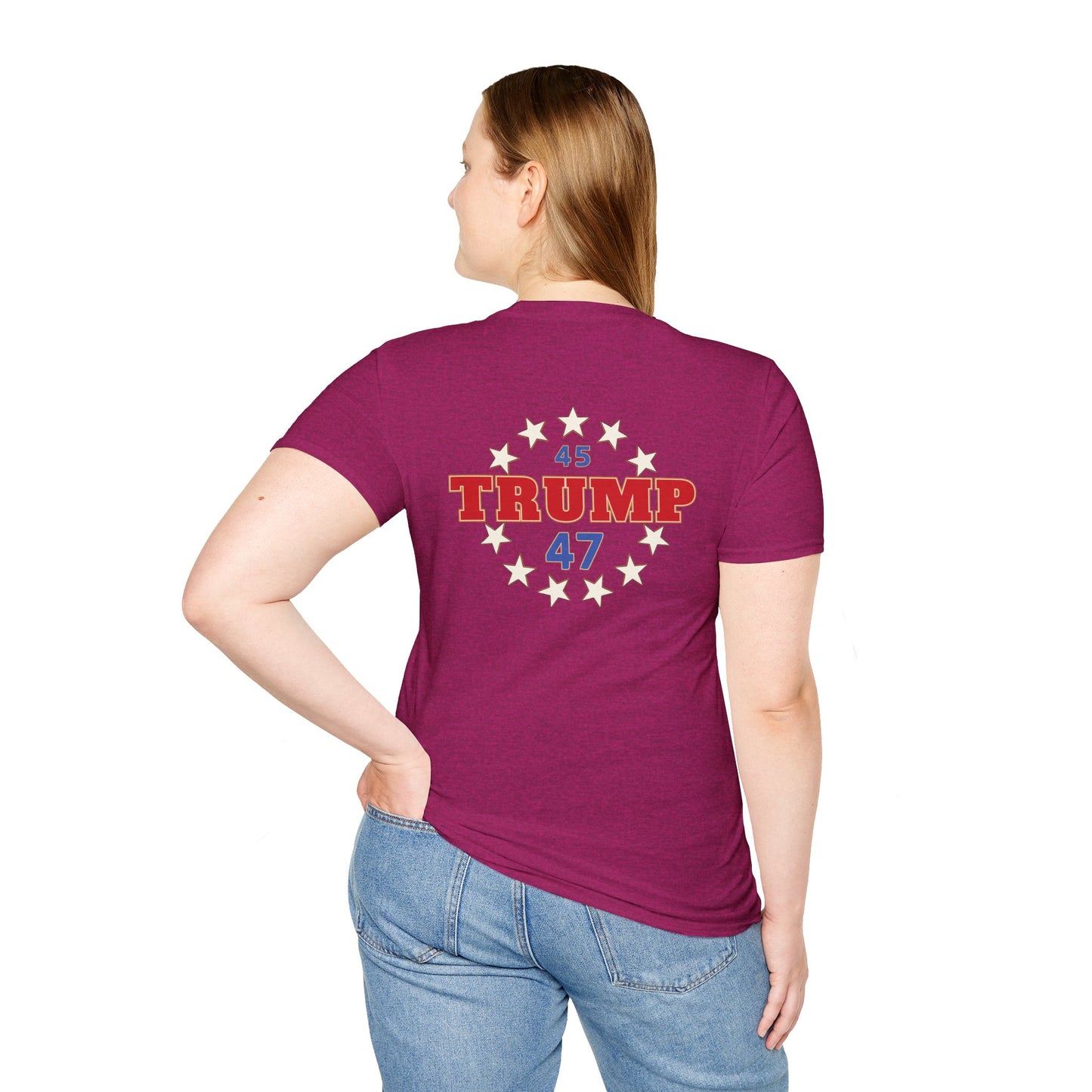 "Trump 45-47 Circle of Stars", Unisex Softstyle T-Shirt