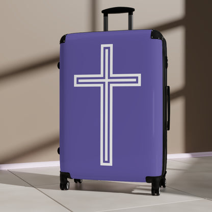 "A Simple Cross" Suitcases (Purple Blue)