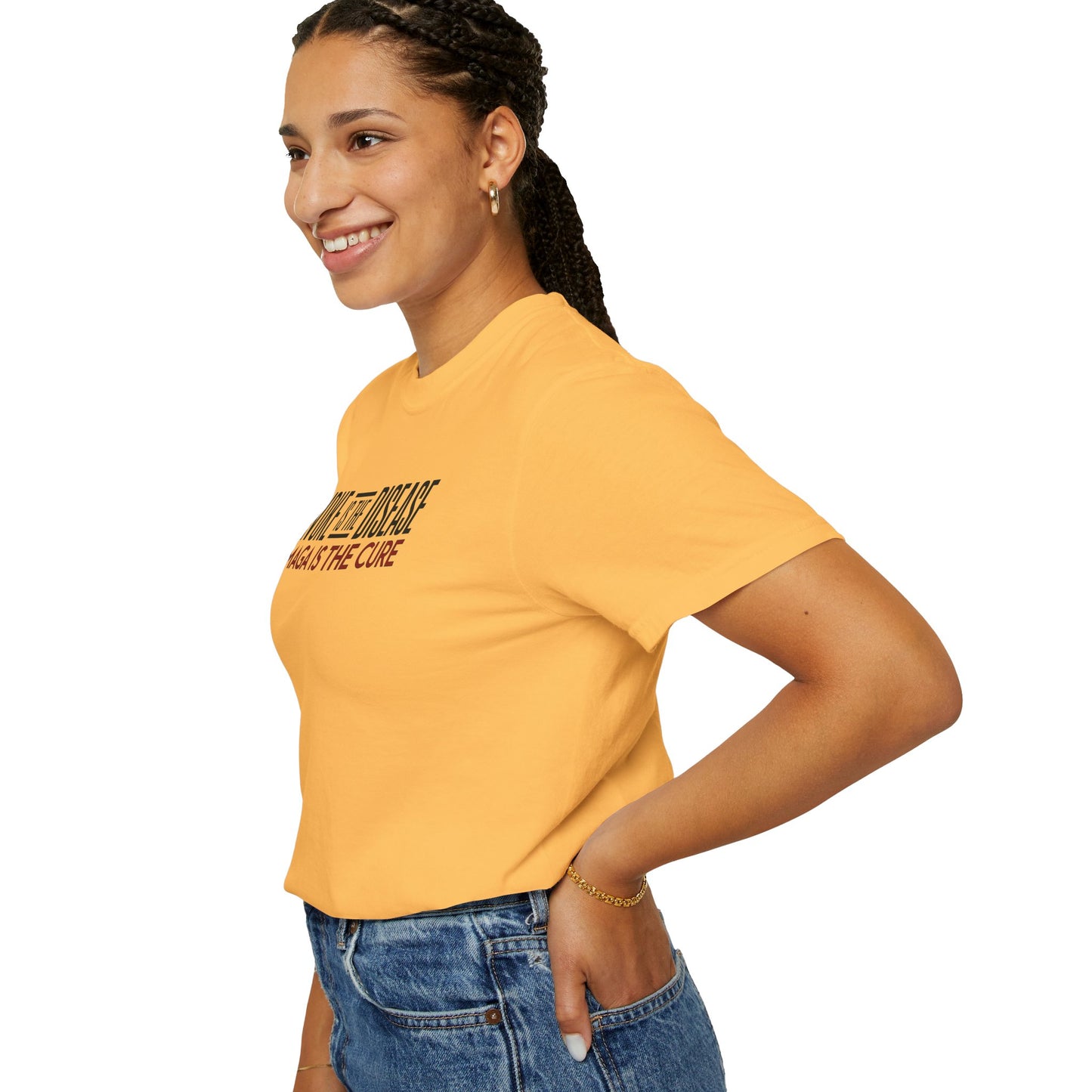 "Woke is the Disease - Maga is the Cure", Unisex T-shirt