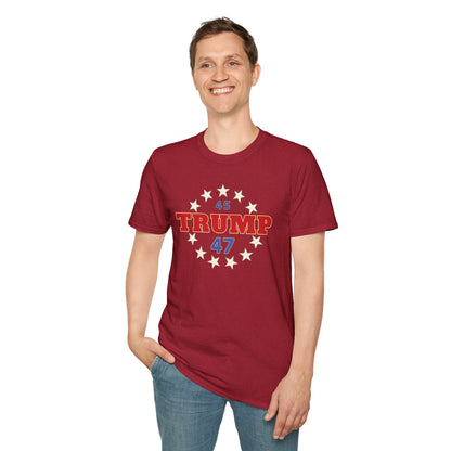 "Trump 45-47 Circle of Stars", Unisex Softstyle T-Shirt