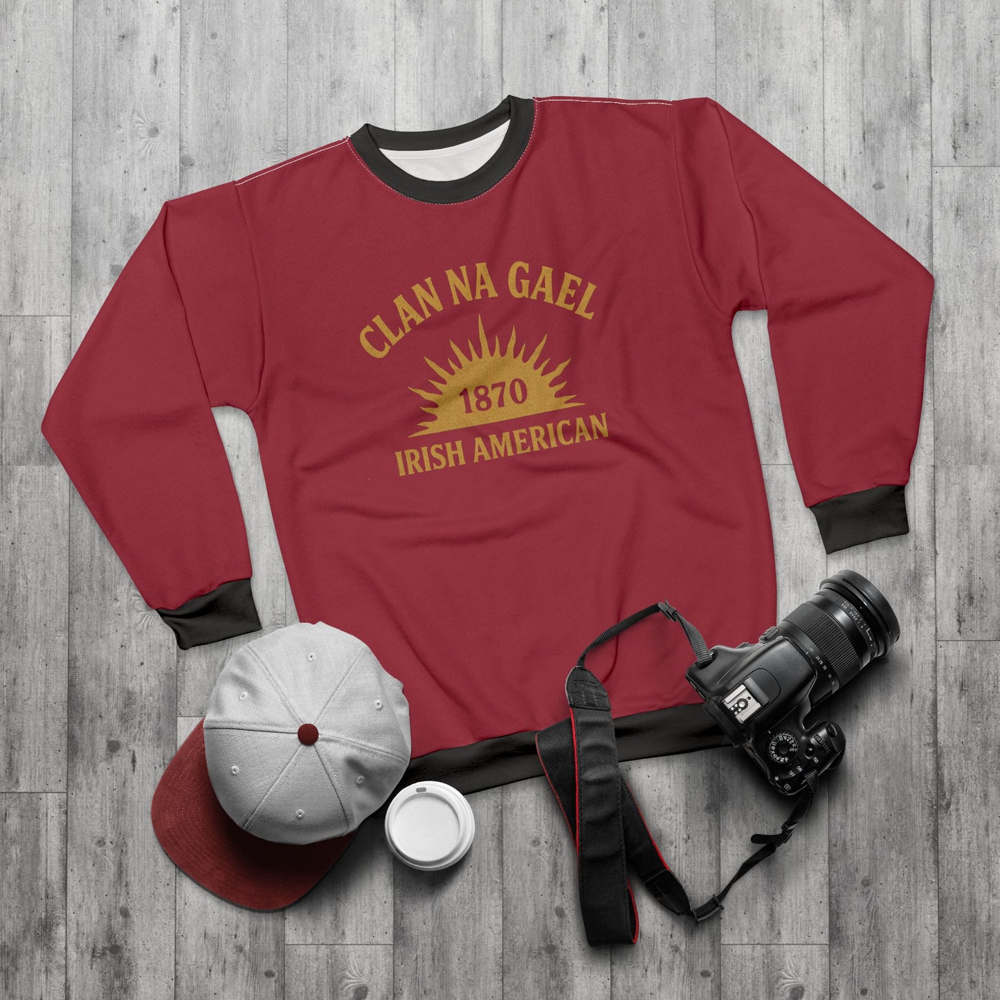 "Clan na Gael - Irish American", Unisex Sweatshirt (Fénechas Red)