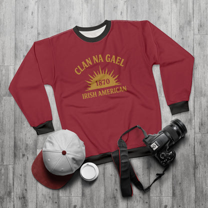 "Clan na Gael - Irish American", Unisex Sweatshirt (Fénechas Red)