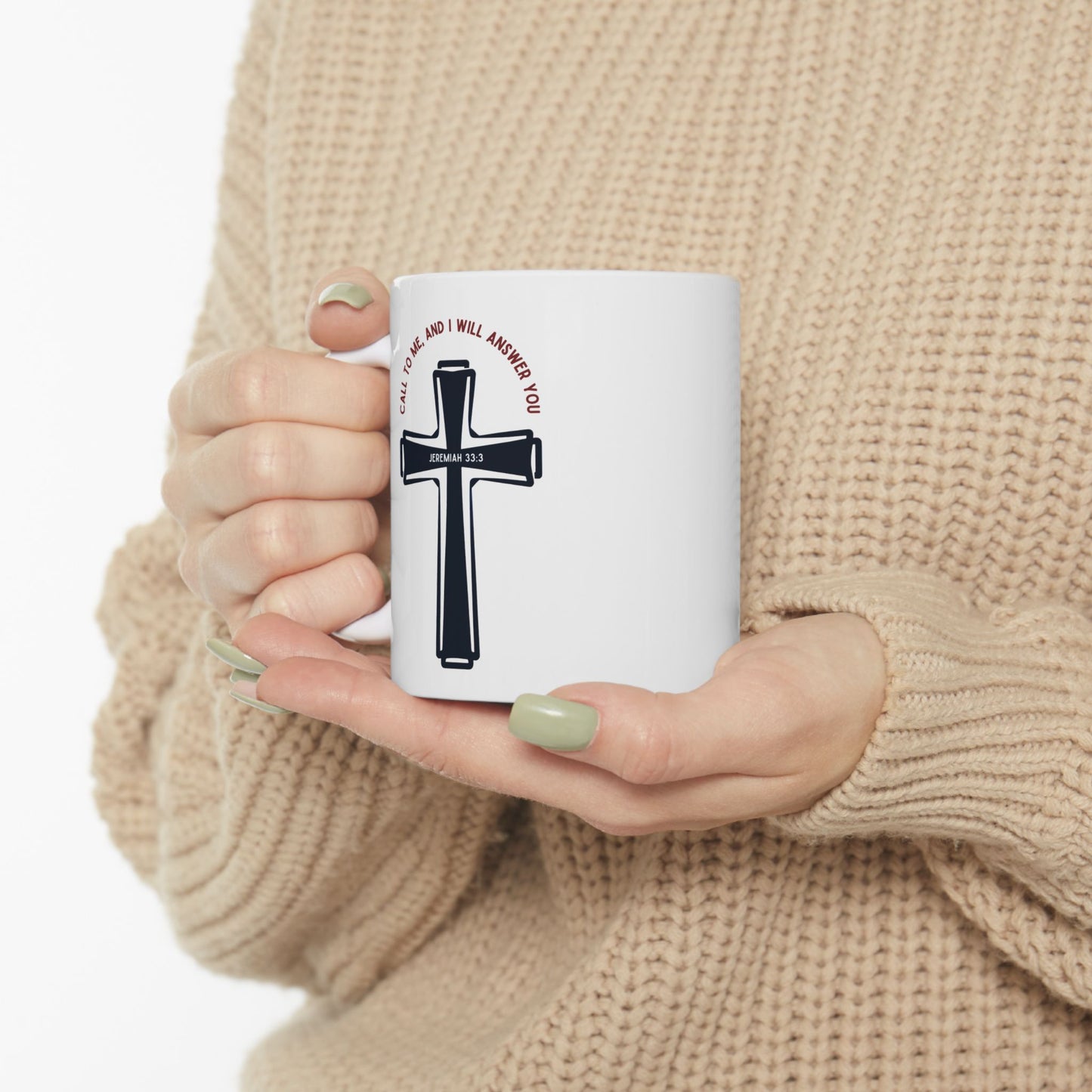 "Call to Me - Jeremiah 33:3" #01, White Mug (11oz & 15oz)