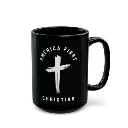 "America First Christian" #05, Black Mug (11oz & 15oz)