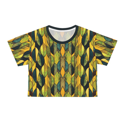 "Inner Grove", Crop Tee (Eucalyptus Green Collar)