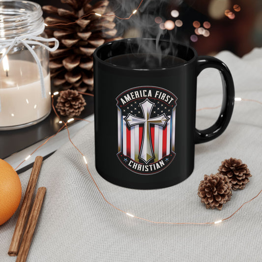 "America First Christian" #01, Black Mug (11oz & 15oz)
