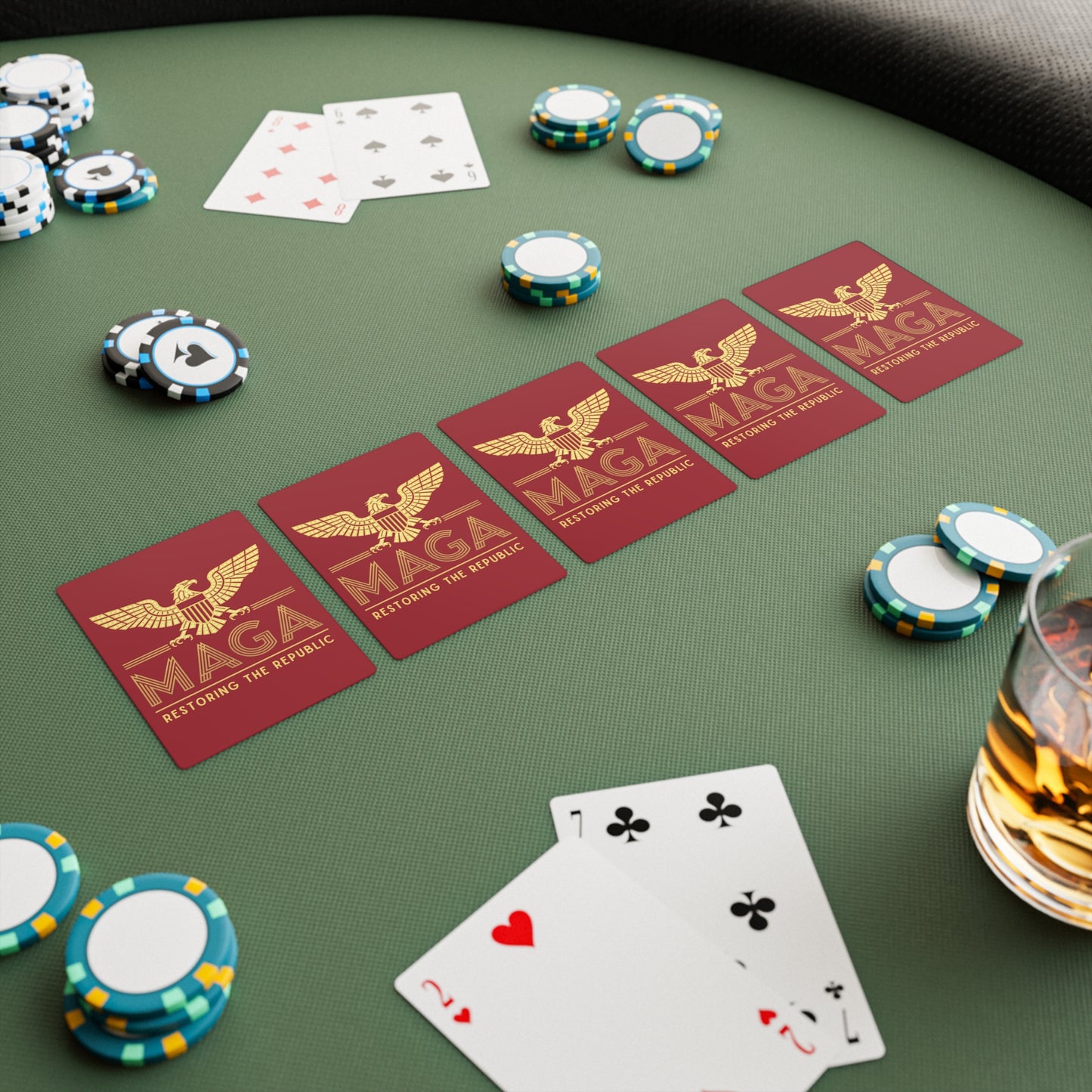"MAGA - Restoring the Republic", Political Playing Cards (Cherry Red)
