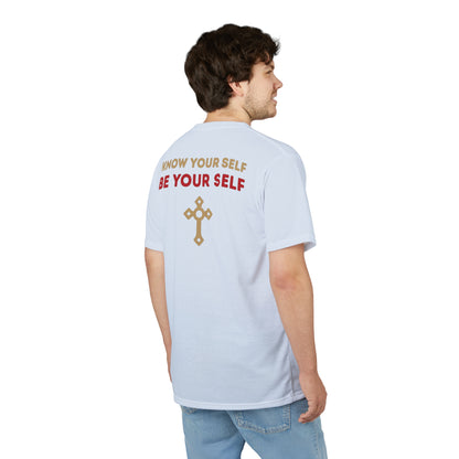 "Know Your Self", Unisex T-shirt (Pilgrim Blue)
