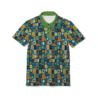 "Soul Mosaic", Unisex Polo Shirt (Light Green Collar)