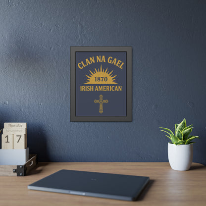 "Clan na Gael - Irish American", Framed Paper Poster (Blue Burka Grey)