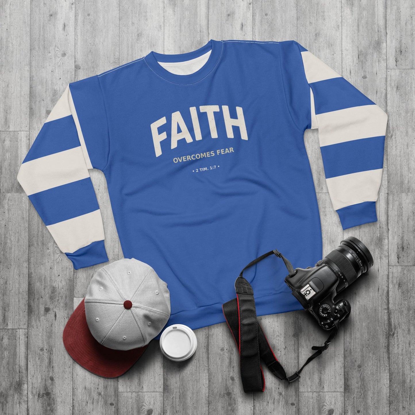 "Faith Overcomes Fear", Unisex Sweatshirt (Celtic Blue)