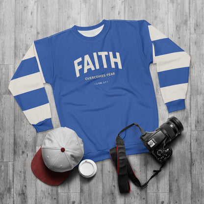"Faith Overcomes Fear", Unisex Sweatshirt (Celtic Blue)