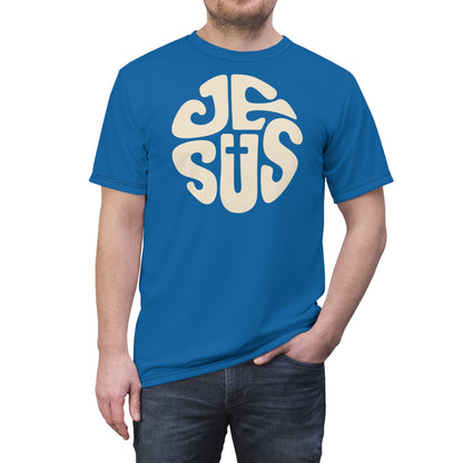 "Retro Jesus", Unisex T-shirt (Deep Reef Blue)