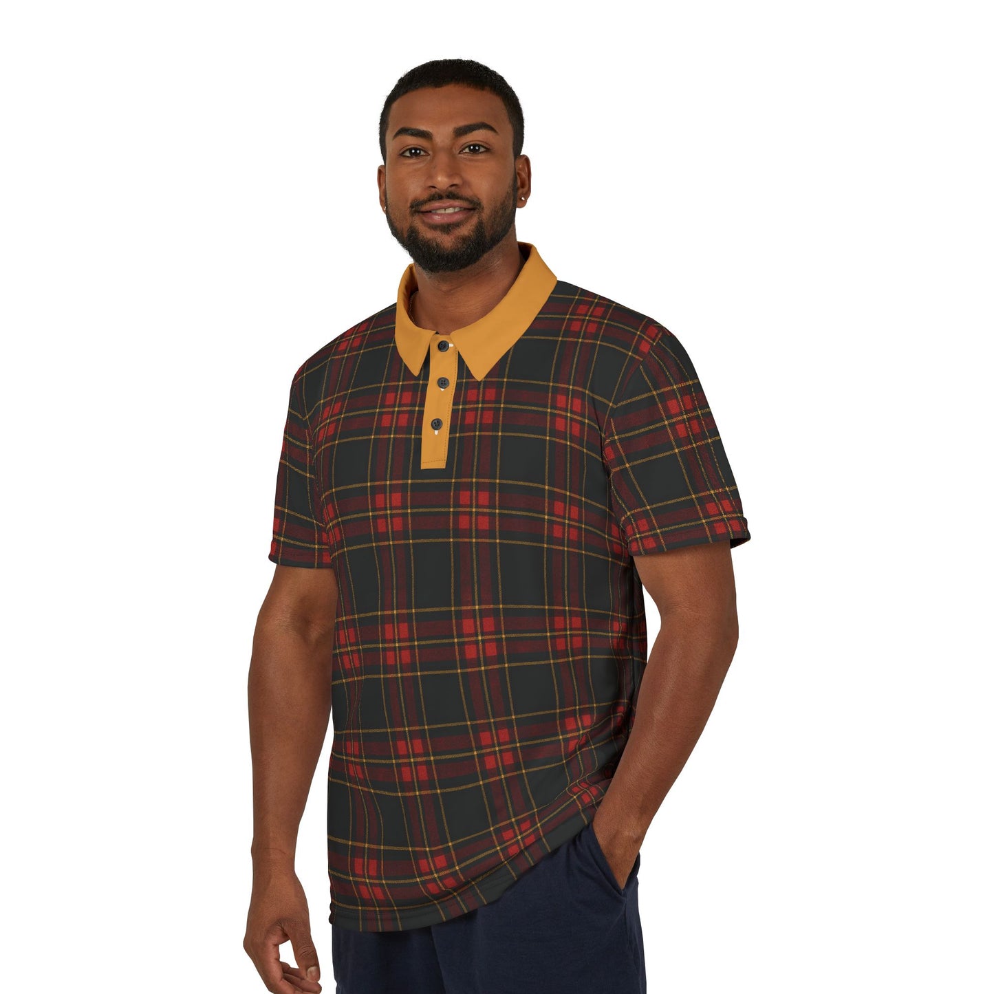 "Kilmor Gallóglach Tartan", Unisex Polo Shirt (Gallóglach Yellow Collar)